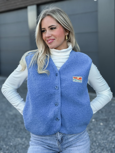 Gilet teddy Kalyra - Bleu indigo