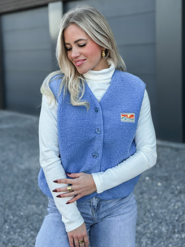 Gilet teddy Kalyra - Bleu indigo