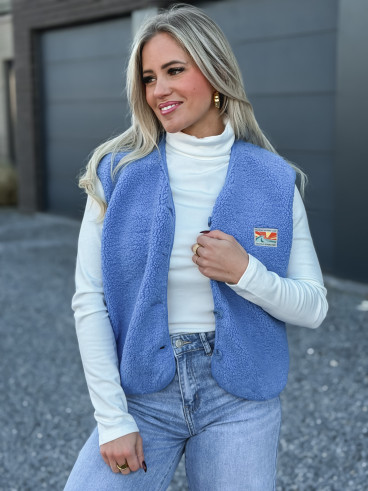 Gilet teddy Kalyra - Bleu indigo