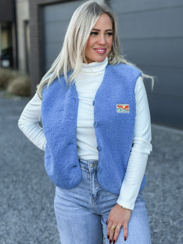 Gilet teddy Kalyra - Bleu indigo