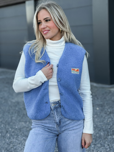 Gilet teddy Kalyra - Bleu indigo