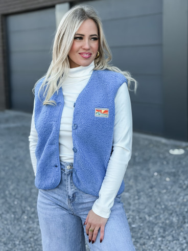 Gilet teddy Kalyra - Bleu indigo