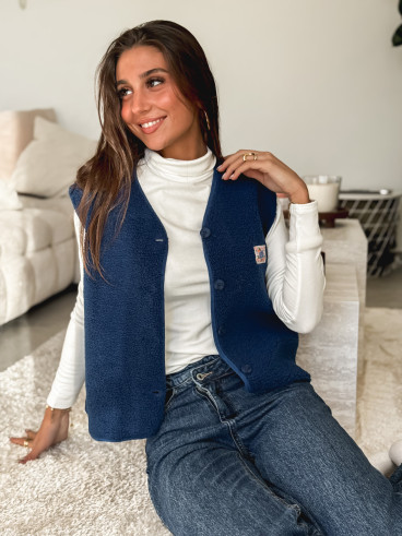 Gilet teddy Kalyra - Bleu marine Gilet teddy Kalyra - Bleu marine