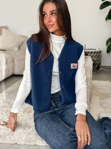Gilet teddy Kalyra - Bleu marine Gilet teddy Kalyra - Bleu marine