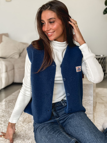 Gilet teddy Kalyra - Bleu marine Gilet teddy Kalyra - Bleu marine