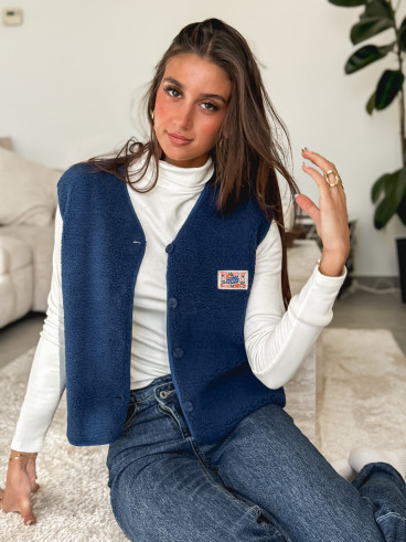 Gilet teddy Kalyra - Bleu marine Gilet teddy Kalyra - Bleu marine