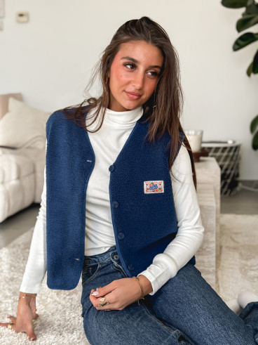 Gilet teddy Kalyra - Bleu marine Gilet teddy Kalyra - Bleu marine