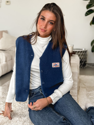 Gilet teddy Kalyra - Bleu marine Gilet teddy Kalyra - Bleu marine