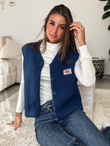 Gilet teddy Kalyra - Bleu marine Gilet teddy Kalyra - Bleu marine