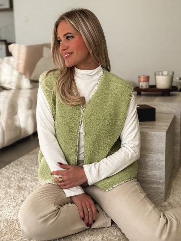 Gilet teddy Floraline - Vert