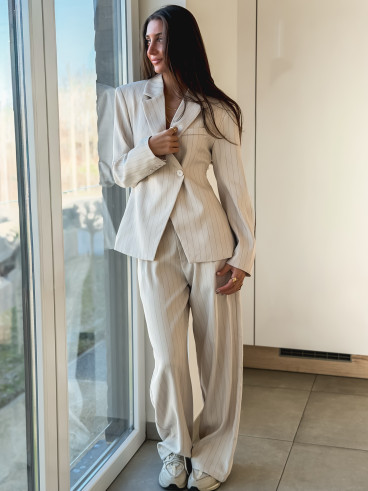 Pantalon ligné Luméa - Beige