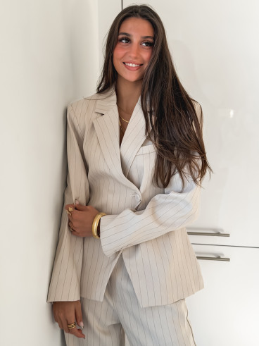 Blazer ligné Luméa - Beige Blazer ligné Luméa - Beige