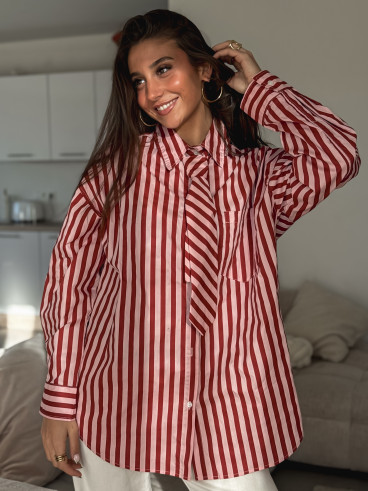 Chemise lignée Laurenza - Rose/Rouge