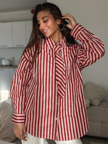 Chemise lignée Laurenza - Rose/Rouge