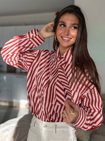Chemise lignée Laurenza - Rose/Rouge