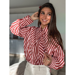 Chemise lignée Laurenza - Rose/Rouge