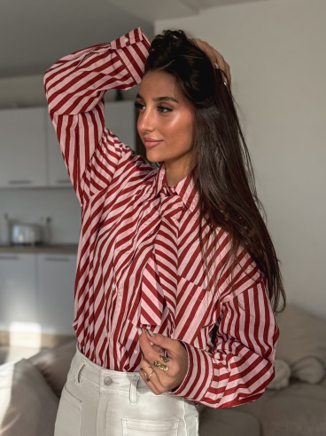 Chemise lignée Laurenza - Rose/Rouge