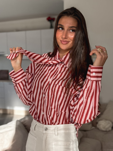Chemise lignée Laurenza - Rose/Rouge