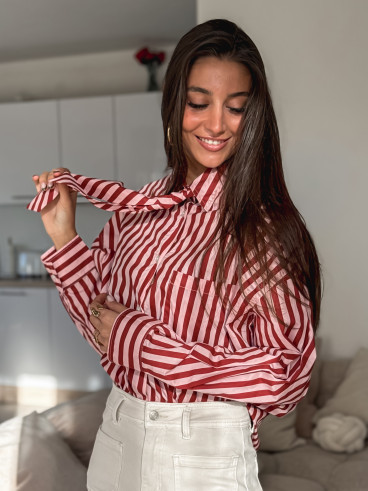 Chemise lignée Laurenza - Rose/Rouge