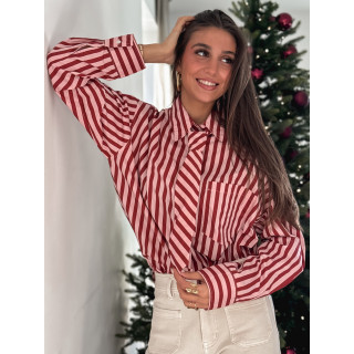 Chemise lignée Laurenza - Rose/Rouge