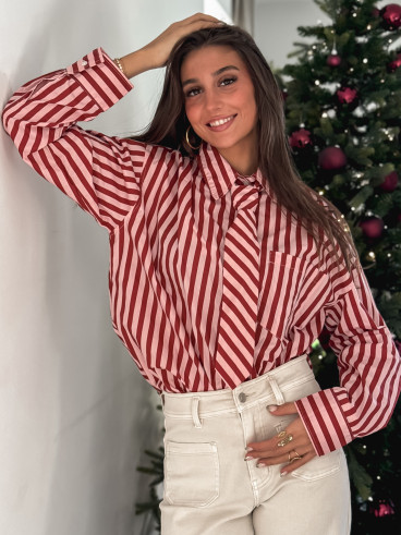 Chemise lignée Laurenza - Rose/Rouge