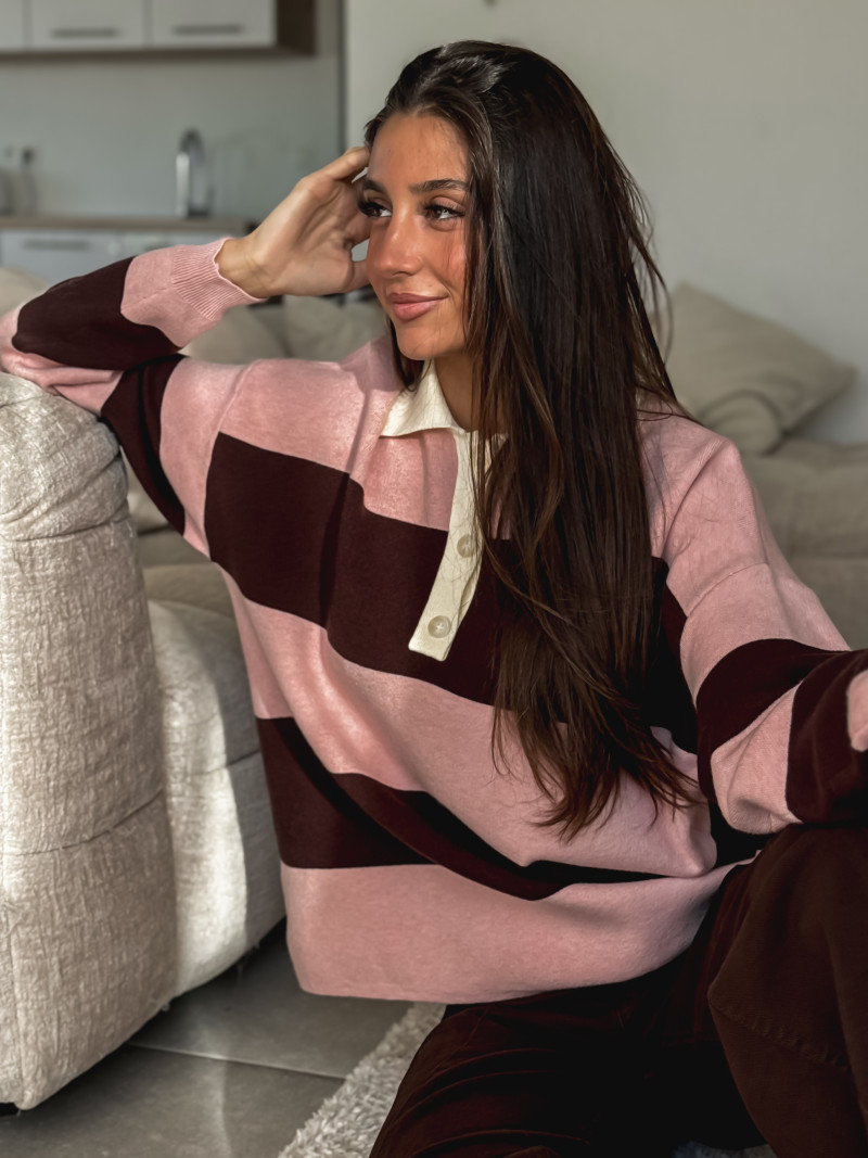 Pull ligné Aidonia - Rose