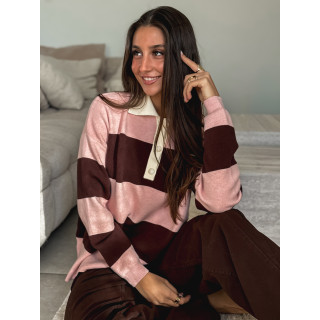 Pull ligné Aidonia - Rose