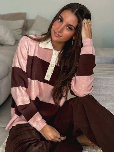 Pull ligné Aidonia - Rose