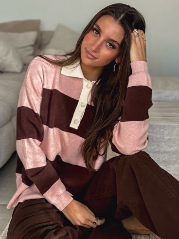 Pull ligné Aidonia - Rose