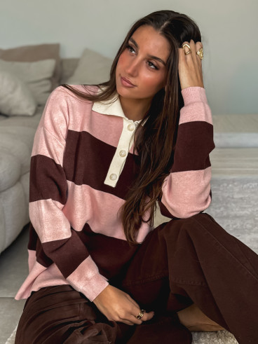 Pull ligné Aidonia - Rose