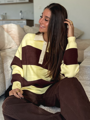 Pull ligné Aidonia - Jaune