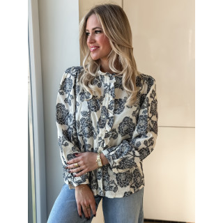 Chemisier à motifs Zyline - Bleu marine