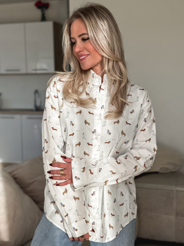 Chemise à motifs Antonia - Blanc Chemise à motifs Antonia - Blanc