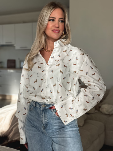 Chemise à motifs Antonia - Blanc Chemise à motifs Antonia - Blanc