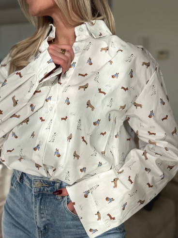 Chemise à motifs Antonia - Blanc Chemise à motifs Antonia - Blanc