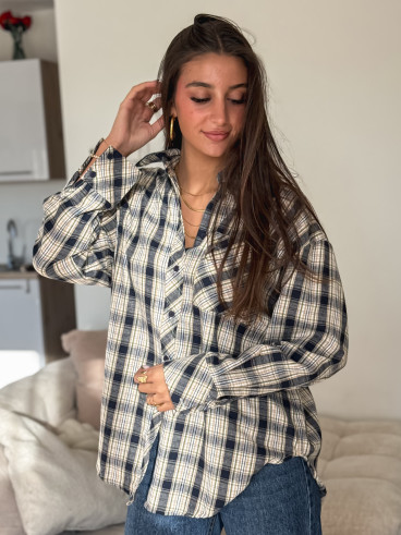 Chemise à carreaux Zypha - Bleu marine