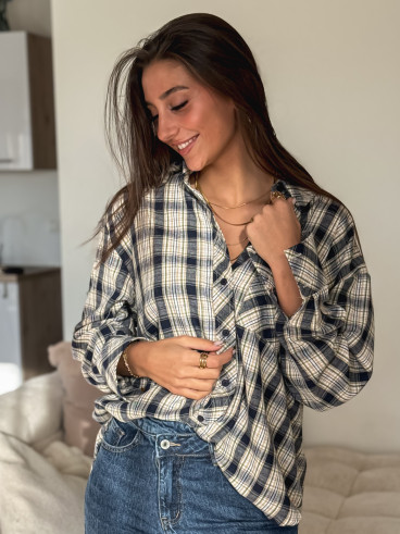 Chemise à carreaux Zypha - Bleu marine