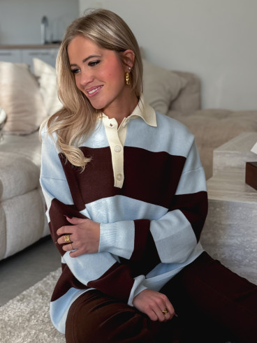 Pull ligné Aidonia - Bleu ciel