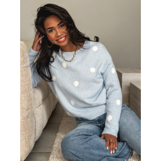 Pull à pois Emanola - Bleu ciel