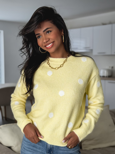 Pull à pois Emanola - Jaune