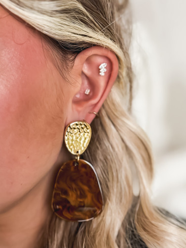 Boucles d'oreilles Andréa - Chocolat/Doré