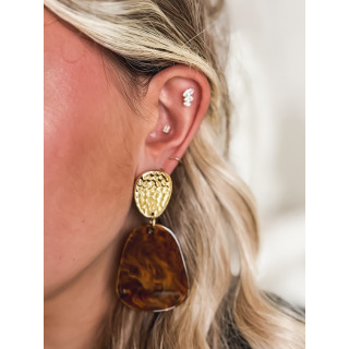 Boucles d'oreilles Andréa - Chocolat/Doré