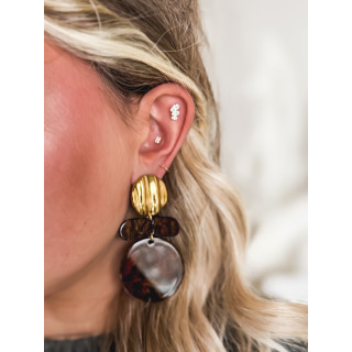 Boucles d'oreilles Chrysalis - Chocolat/Doré