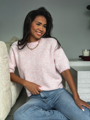Pull ligné juliana - Rose