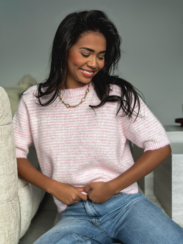 Pull ligné juliana - Rose