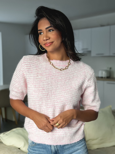 Pull ligné juliana - Rose