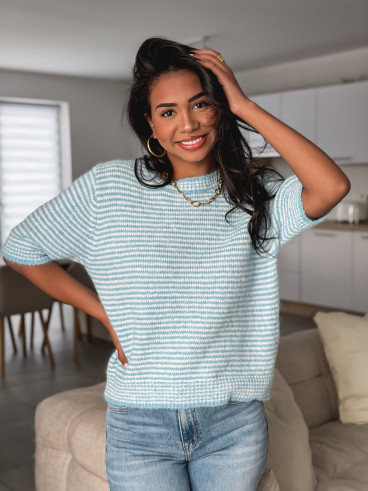 Pull ligné Juliana - Bleu Pull ligné Juliana - Bleu