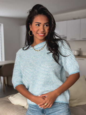 Pull ligné Juliana - Bleu Pull ligné Juliana - Bleu