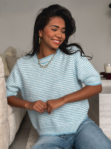 Pull ligné Juliana - Bleu Pull ligné Juliana - Bleu