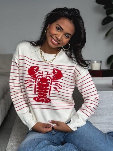 Pull ligné kataleya - Rouge